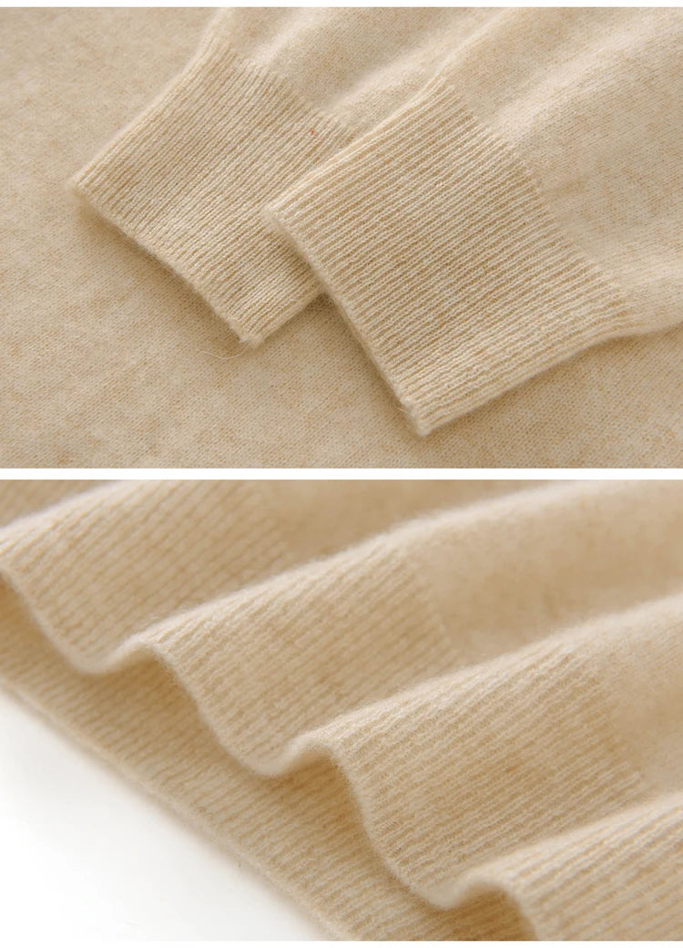 Cashmere Knitted Long-Sleeved Crew Neck Sweater