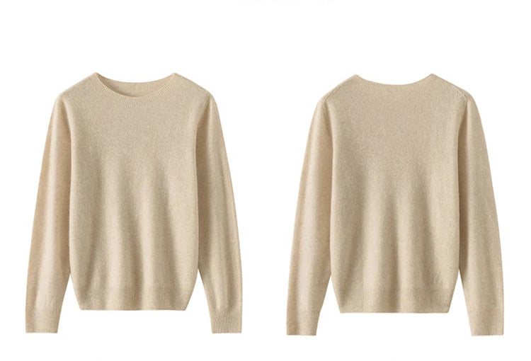 Cashmere Knitted Long-Sleeved Crew Neck Sweater